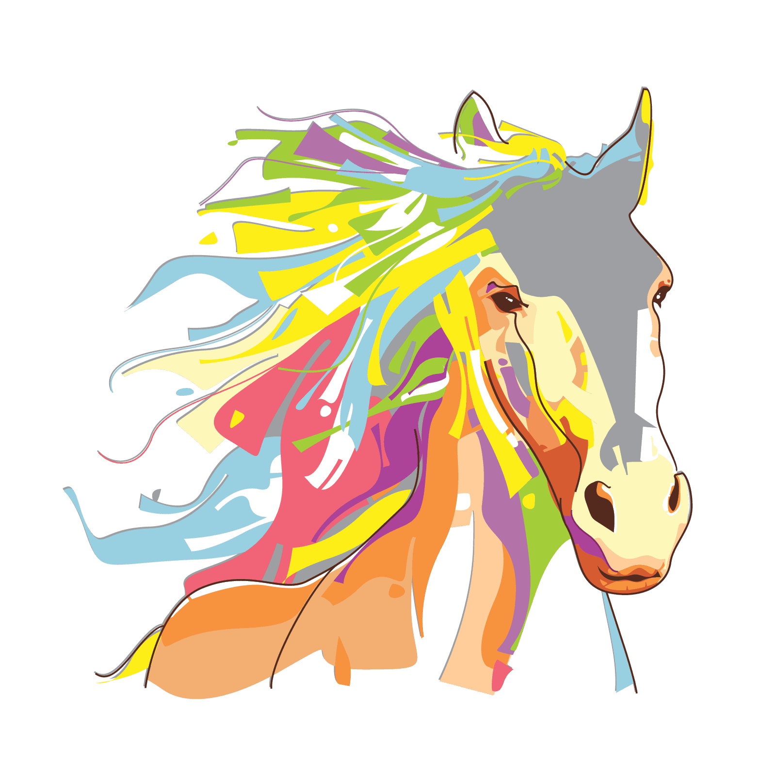 Horse Head in Multi Color Logo