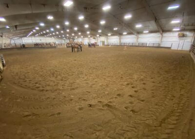 A Sandy Pit With Horses Saddled