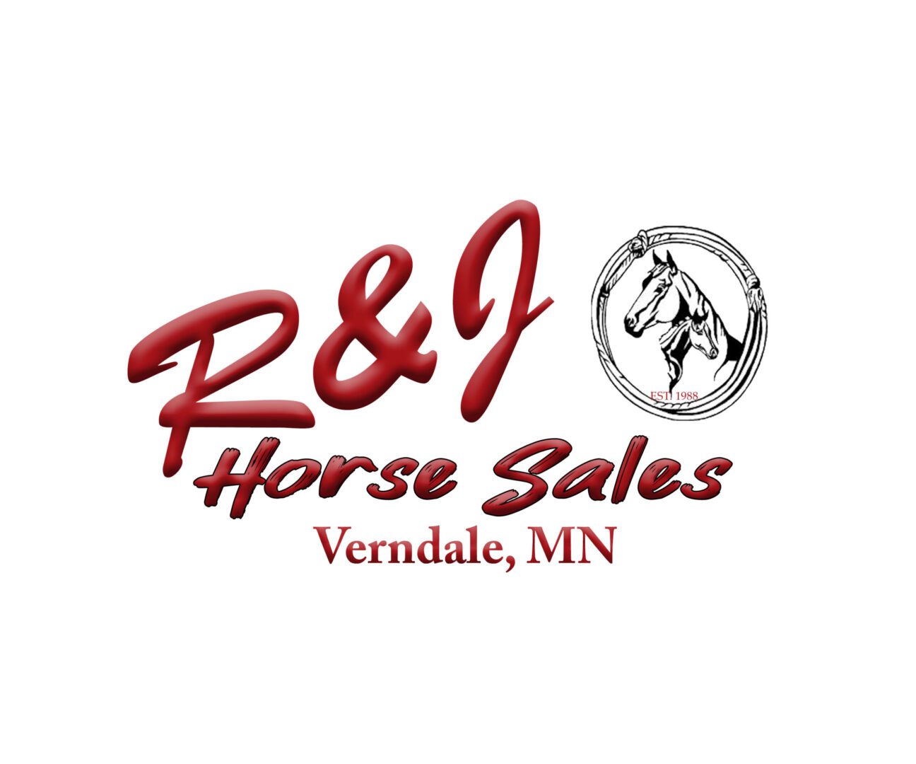 R and J Horse Sales Logo in Red Color